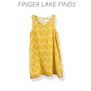 Sigrid Olsen Sleeveless Gold Print Linen Dress, M